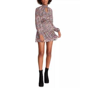 Steve Madden Women's Natalie Smocked Floral Mini Dress Multicolor Size Medium